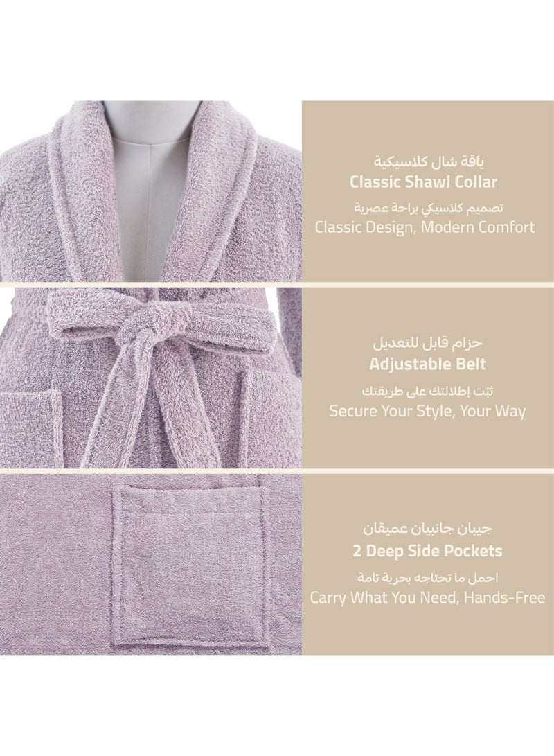 Donetella Unisex 100% Cotton Terry Bathrobe Small & Medium Size, 400 GSM, Luxurious & Absorbent, Ankle-Length with Shawl Collar & Pockets - Image 1