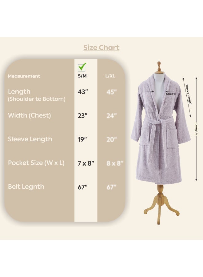Donetella Unisex 100% Cotton Terry Bathrobe Small & Medium Size, 400 GSM, Luxurious & Absorbent, Ankle-Length with Shawl Collar & Pockets - Image 2