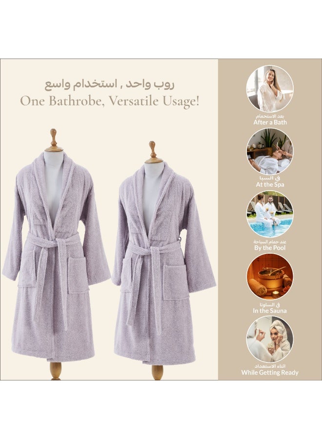 Donetella Unisex 100% Cotton Terry Bathrobe Small & Medium Size, 400 GSM, Luxurious & Absorbent, Ankle-Length with Shawl Collar & Pockets - Image 4