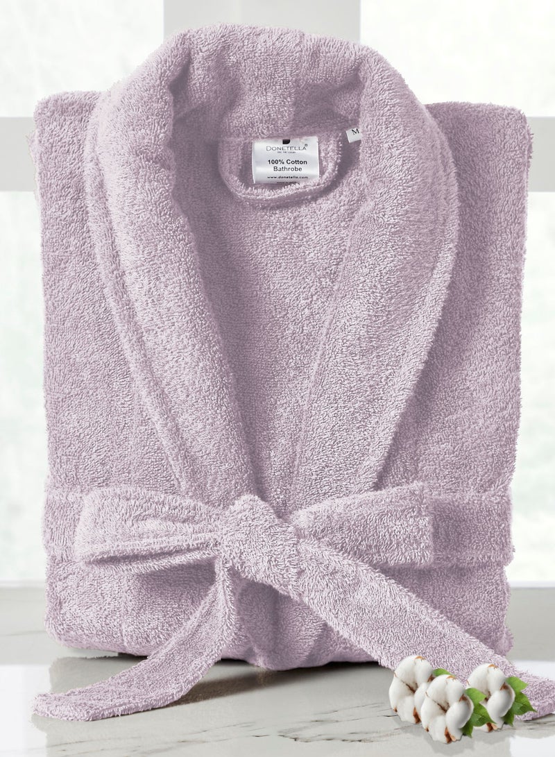 دوناتيلا روب حمام قطن تيري للجنسين، مقاس صغير ومتوسط،  جرام، فاخر وماص، بطول الكاحل بياقة شال وجيوب - Image 1