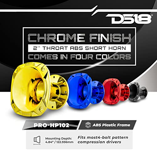 DS18 PRO-HP102/CBL بوق موجي بلاستيكي 2" - عمق 4.81" - تصميم أقصر - يناسب معظم السائقين المضغوطين - تشطيب كروم مقاوم للأشعة فوق البنفسجية - لون كروم أزرق (مفرد) - Image 2