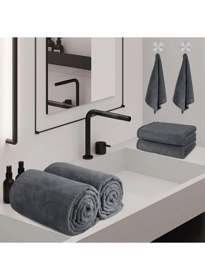 Orighty 6-Piece Towel Set - Soft & Lightweight - 2 Bath Towels, 2 Hand Towels, and 2 Wash Cloths - Absorbent & Quick Drying Microfiber Towel for Multipurpose, Bathroom, Gym, Sport, Yoga, Travel-Grey - Image 3