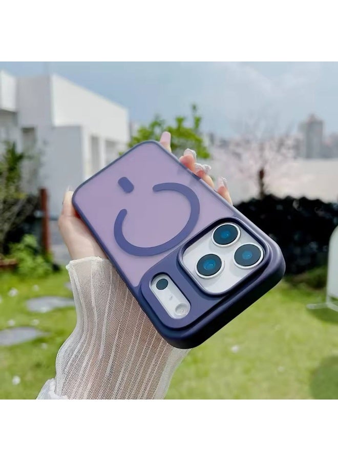 دينكس جراب هاتف مغناطيسي شفاف غير لامع لهاتف iPhone 17 Pro، غطاء مقاوم للصدمات متوافق مع MagSafe للشحن اللاسلكي، (أرجواني داكن)