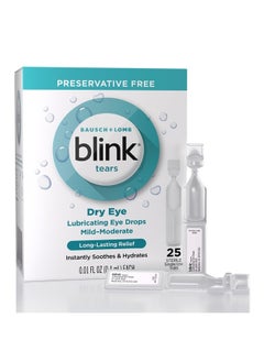 Blink Blink Preservative-Free Sterile Lubricating Eye Drops for Mild to Moderate Dry Eye Symptom Relief, 25 Count 0.01 fl oz Vials  - Image 1