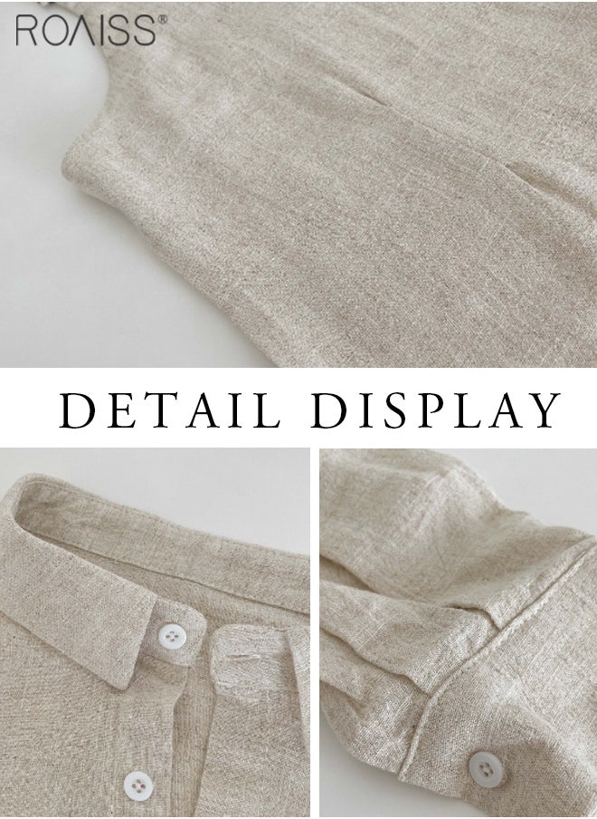 roaiss - 2-Piece Dress Shirt Set V-Neck Casual Thin Shoulder Strap Dress+Button Open Long Sleeved Lapel Shirt - Image 1