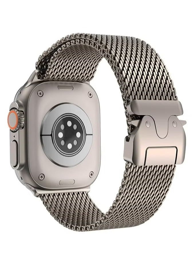 Milanese Mesh Loop Band Compatible with Apple Watch Ultra 1/2 38mm 40mm 41mm  Men Women, Designer Parachute-Style Metal Buckle Adjustable Strap for iWatch SE Series 10 9 8 7 6 5 4 3 2 1 SE  - Image 1