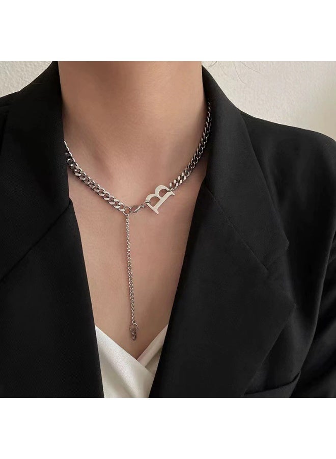 Goolsky قلادة حرف B من الفولاذ التيتانيوم الأنيق للنساء - فولاذ التيتانيوم المتين، قلادة حرف B بسلسلة قابلة للتعديل، للاستخدام اليومي/بيان أزياء - Image 1