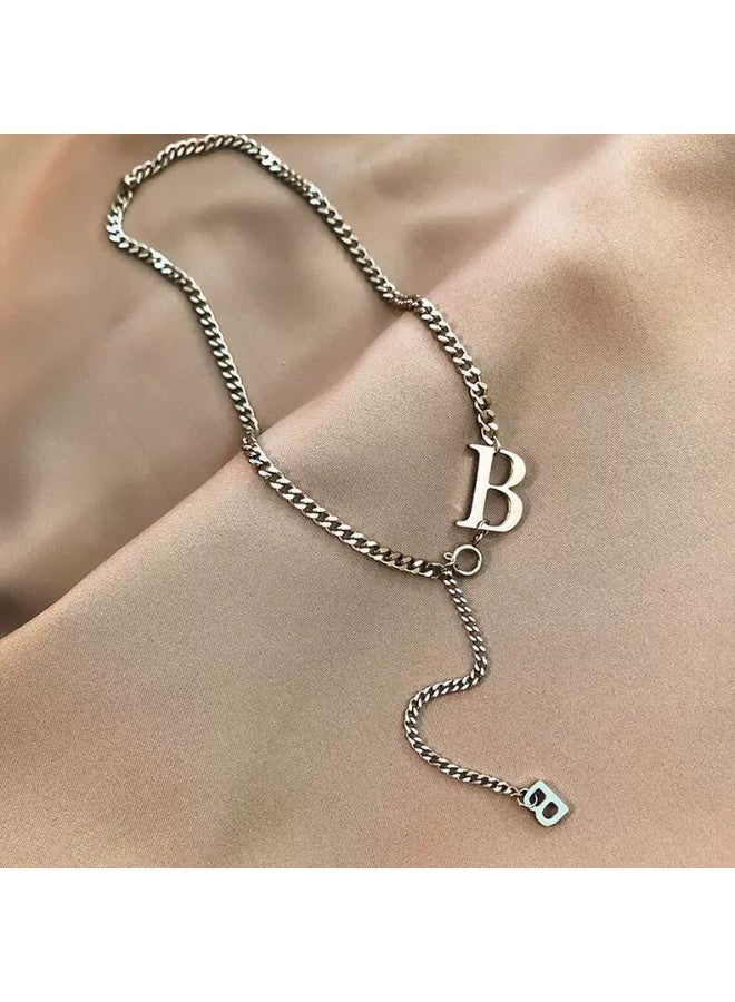 Goolsky قلادة حرف B من الفولاذ التيتانيوم الأنيق للنساء - فولاذ التيتانيوم المتين، قلادة حرف B بسلسلة قابلة للتعديل، للاستخدام اليومي/بيان أزياء - Image 2