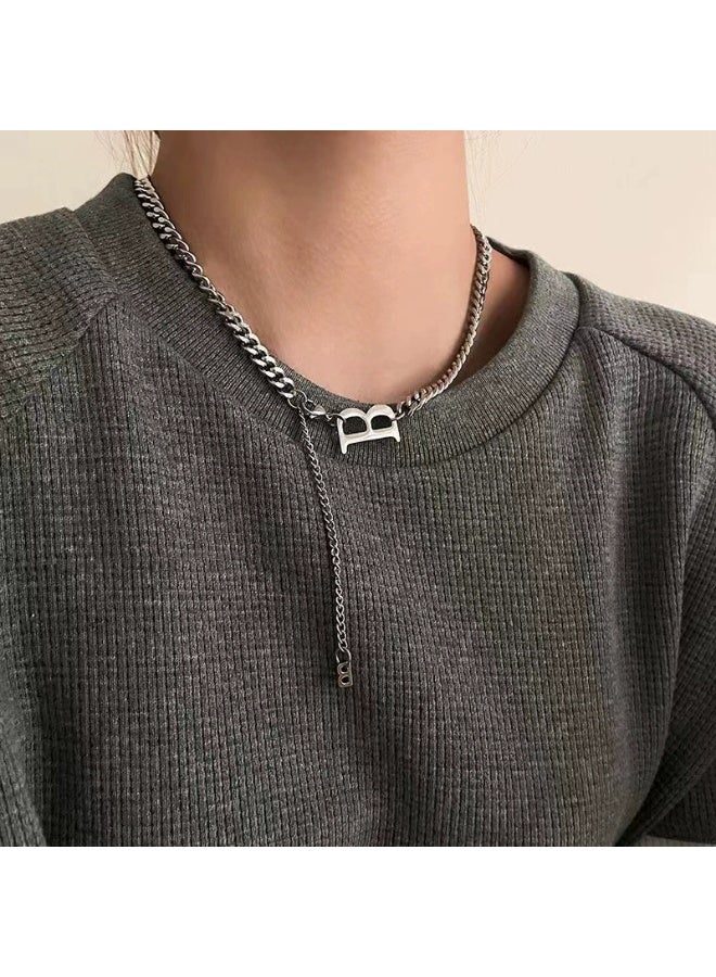 Goolsky قلادة حرف B من الفولاذ التيتانيوم الأنيق للنساء - فولاذ التيتانيوم المتين، قلادة حرف B بسلسلة قابلة للتعديل، للاستخدام اليومي/بيان أزياء - Image 3