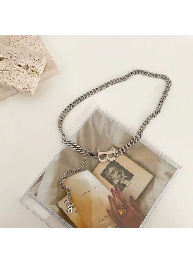 Goolsky قلادة حرف B من الفولاذ التيتانيوم الأنيق للنساء - فولاذ التيتانيوم المتين، قلادة حرف B بسلسلة قابلة للتعديل، للاستخدام اليومي/بيان أزياء - Image 4