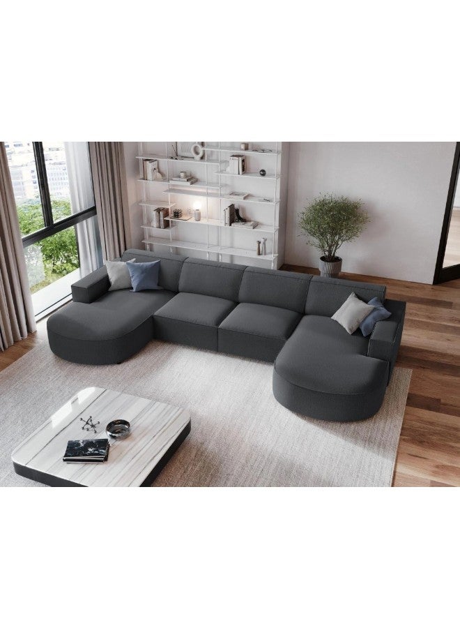 HomeJoyz |  Urban Classic Sectional Sofa - U-Shape Design - Dark Grey Velvet