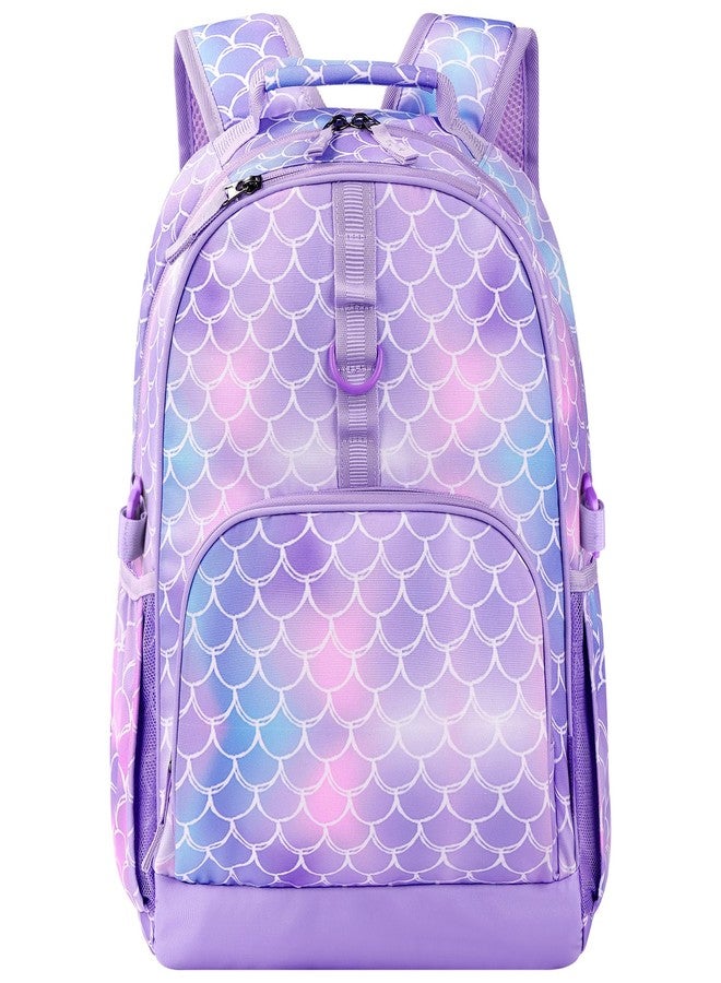 Choco Mocha Mermaid Backpack for Girls Preschool Backpack for Girls Pre Kindergarten Backpack for Kids 15 inch Backpack for Girls Pre K Daycare Scale Bookbag 3-4 3-5 4-6 with Chest Strap Purple - Image 1
