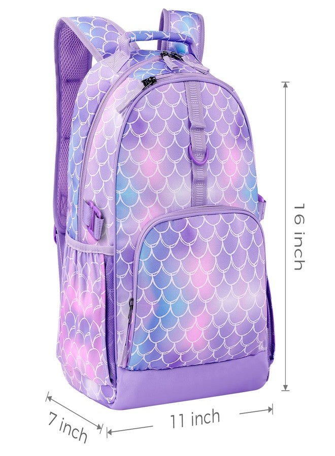 Choco Mocha Mermaid Backpack for Girls Preschool Backpack for Girls Pre Kindergarten Backpack for Kids 15 inch Backpack for Girls Pre K Daycare Scale Bookbag 3-4 3-5 4-6 with Chest Strap Purple - Image 3