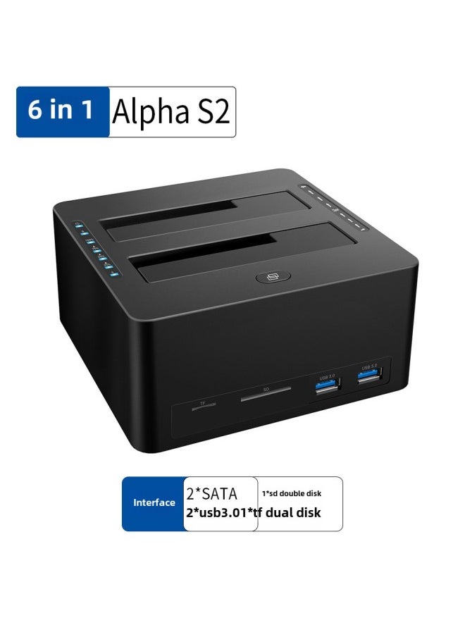 Generic - Private Mode Private Mode Double SATA 2.5/3.5 ''hard Disk Base SD/TF Double Disk Card Reader USB 3.0 Hard Disk Box-Color:Black - Image 1