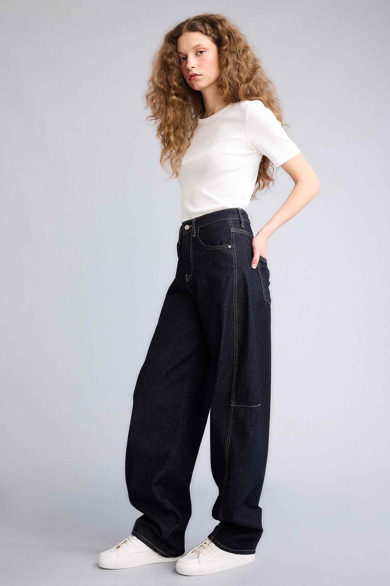 DeFacto Blue Woman Baggy Fit High Waist Jeans Casual - Image 2