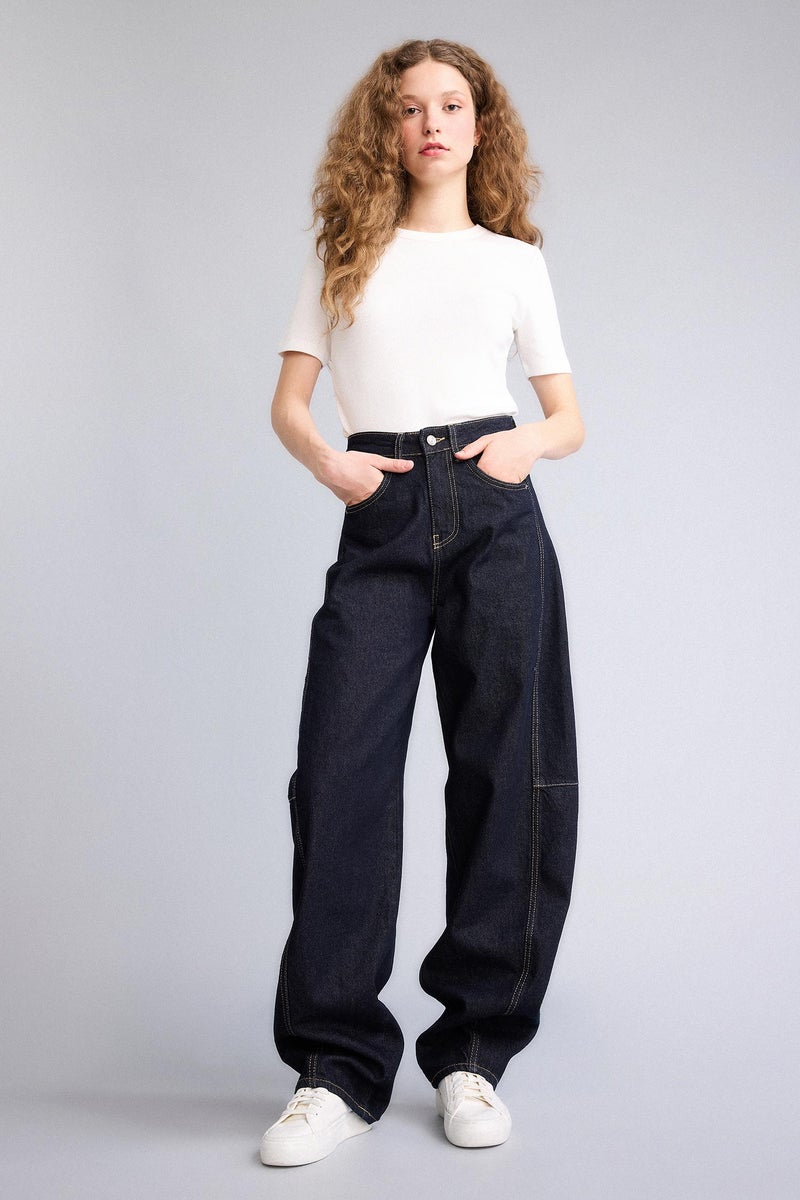 DeFacto Blue Woman Baggy Fit High Waist Jeans Casual - Image 1