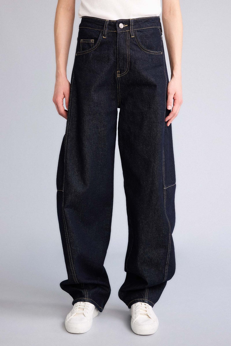 DeFacto Blue Woman Baggy Fit High Waist Jeans Casual - Image 3