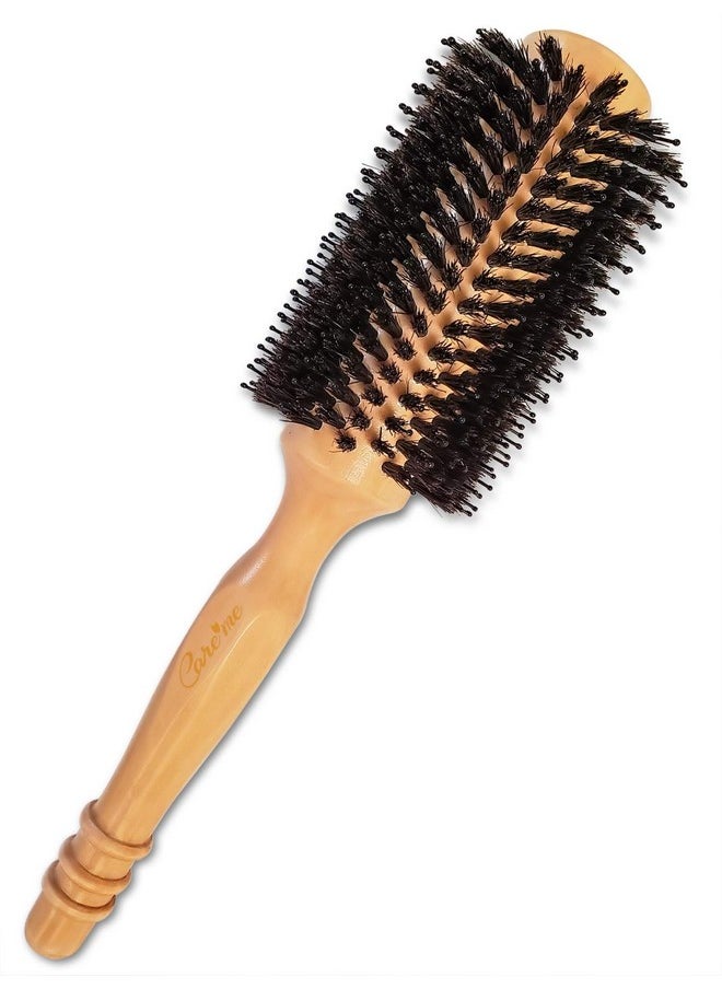 Care Me Wood Round Hair Brush With High-Density Boar Bristles For Blow-Drying, Straightening, Styling Shoulder To Back-Length Hair, Large Round Brush With 1.2" Roller, 2.4" Including Bristles  - Image 2
