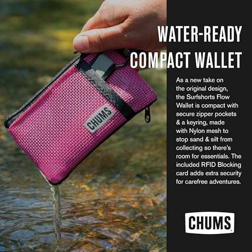 Chums Surfshorts Flow Wallet - Ultra Thin Slim Card RFID Wallet For Men with Keyring Attachment & Quick Drying Mesh - Black - Image 2