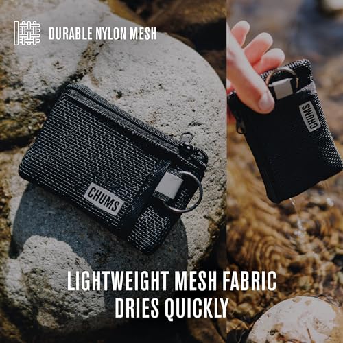 Chums Surfshorts Flow Wallet - Ultra Thin Slim Card RFID Wallet For Men with Keyring Attachment & Quick Drying Mesh - Black - Image 3