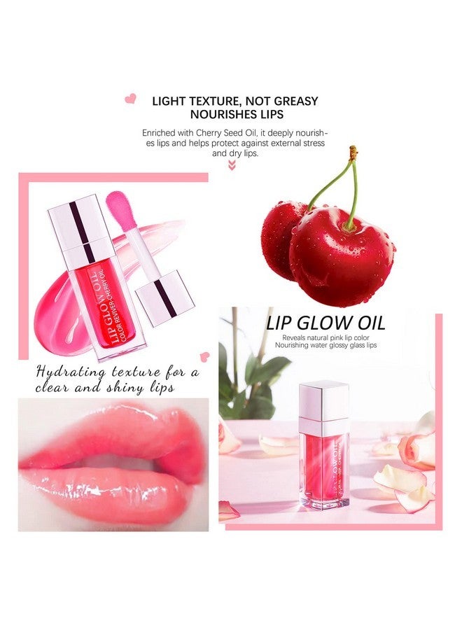 Alisesun 2 Set Lip Oil Hydrating Tinted Lip Balm, Plump Lip Gloss Lip Care Transparent Toot Lip Oil Tinted, Fresh Texture & Non-sticky, Nourishing Repairing Lightening Lip Lines Lip Care Products (Pink / Cherry) - Image 4