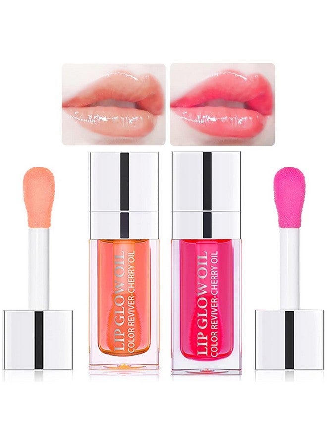 Alisesun 2 Set Lip Oil Hydrating Tinted Lip Balm, Plump Lip Gloss Lip Care Transparent Toot Lip Oil Tinted, Fresh Texture & Non-sticky, Nourishing Repairing Lightening Lip Lines Lip Care Products (Pink / Cherry) - Image 1