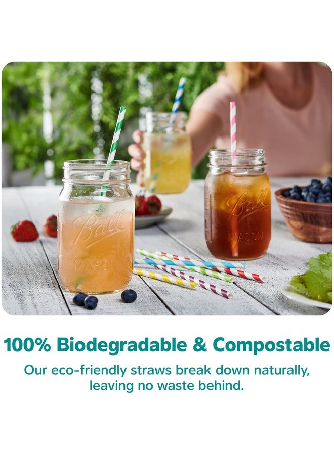 Gusto GUSTO [200 Pack] Striped Paper Drinking Straws - Sturdy & Non-Soggy - 100% Biodegradable, Food-Safe Ink, and Multi-Layered for Long-Lasting Use - Vibrant Assorted Colors (Formerly Comfy Package) - Image 5