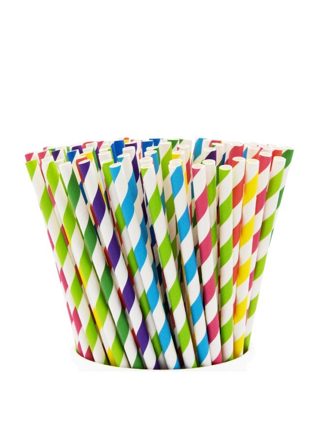 Gusto GUSTO [200 Pack] Striped Paper Drinking Straws - Sturdy & Non-Soggy - 100% Biodegradable, Food-Safe Ink, and Multi-Layered for Long-Lasting Use - Vibrant Assorted Colors (Formerly Comfy Package) - Image 1