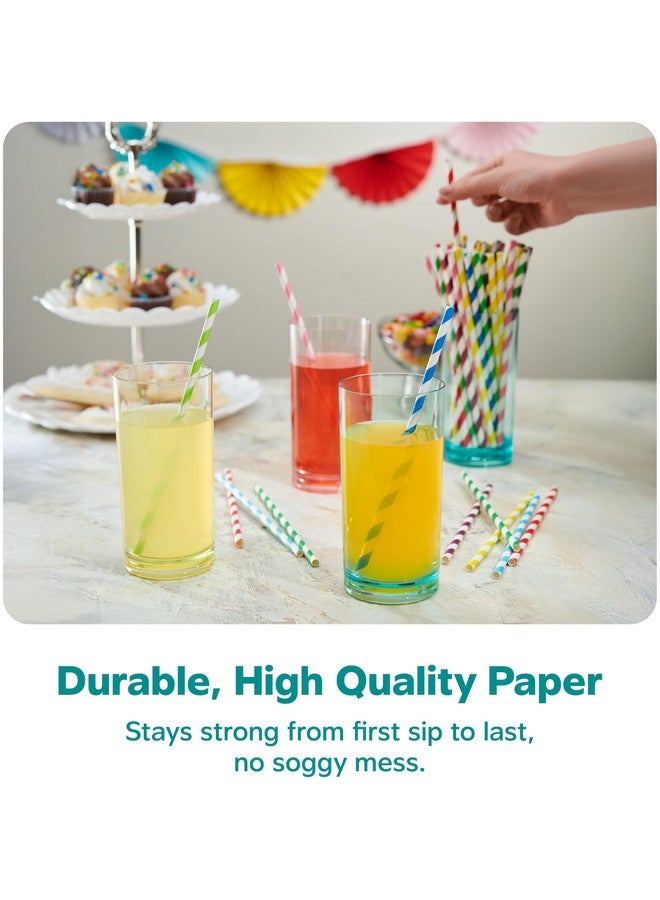 Gusto GUSTO [200 Pack] Striped Paper Drinking Straws - Sturdy & Non-Soggy - 100% Biodegradable, Food-Safe Ink, and Multi-Layered for Long-Lasting Use - Vibrant Assorted Colors (Formerly Comfy Package) - Image 3