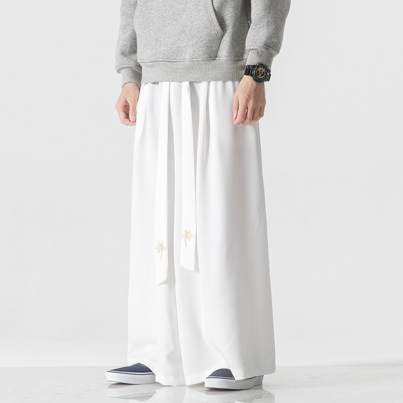 Cross-Border Summer Chinese Style Retro Linen-Like Casual Loose Wide-Leg Pants Hanfu Skirt Pants Song Pants Ancient Style Wide-Leg Pants for Men - Image 5