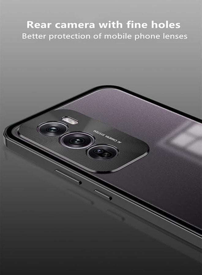 عام متوافق مع غطاء OPPO Reno 12 Pro، إطار معدني مغناطيسي + ظهر من الزجاج المقوى شفاف غير لامع، غطاء مضاد للانزلاق ومقاوم للصدمات مع حامي الكاميرا - Image 4