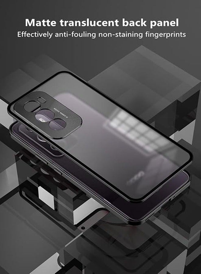 عام متوافق مع غطاء OPPO Reno 12 Pro، إطار معدني مغناطيسي + ظهر من الزجاج المقوى شفاف غير لامع، غطاء مضاد للانزلاق ومقاوم للصدمات مع حامي الكاميرا - Image 3