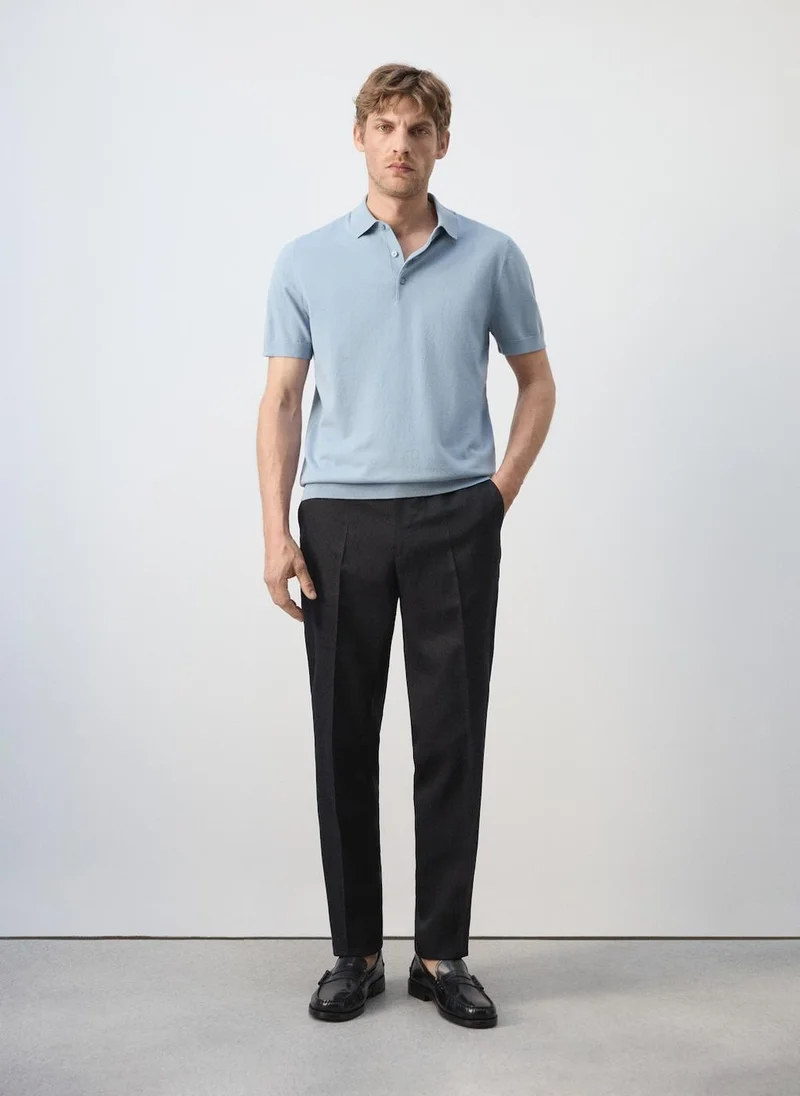 Mango Man 45-AGUA 100% Cotton Fine Knit Polo for Men | Best Price UAE