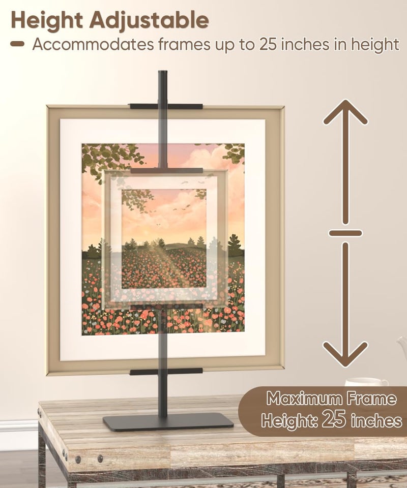 Mondazie Adjustable Tabletop Easel Stand for Picture Frame â€” Heavy Metal Table Top Sign Holder for Display Up to 25â€™â€™ H, Art Poster Rack for Home Office Galleries, 1PCS, Black - Image 3