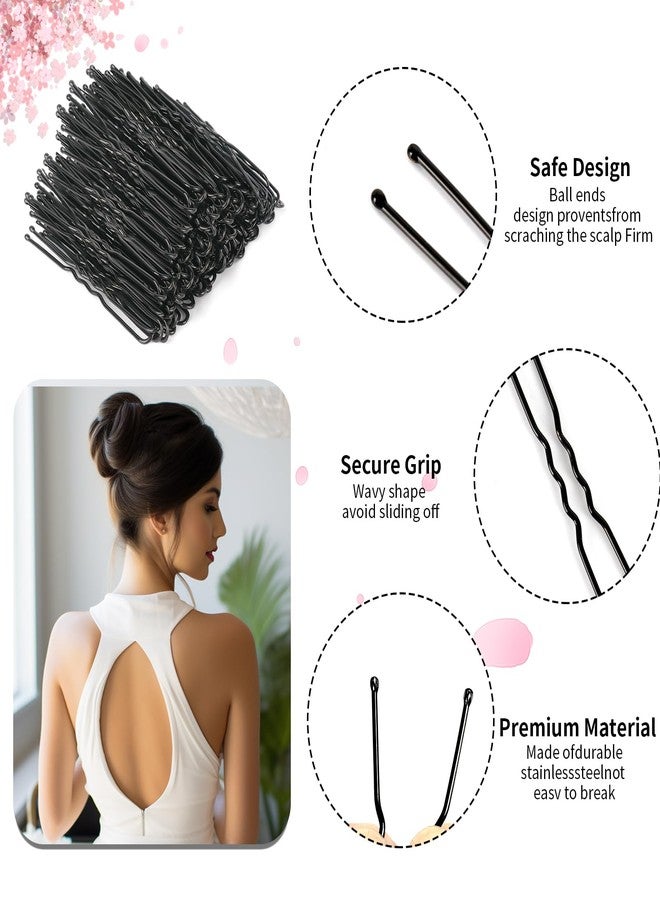 DySaLic U Shaped Hair Pins, 100PCS 2.4inch Bun Hair Pins for Women Kids Girls Hairdressing Salon with Storage Box, for All Hair Types - Black - Image 3