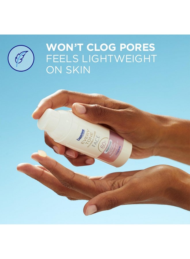 واقي شمسي للوجه من Coppertone Every Tone Invisible Finish Brightening UV Defense SPF 60+ مع النياسيناميد، خفيف الوزن، يمتزج مع واقي شمسي شفاف لجميع ألوان البشرة، زجاجة مضخة سعة 1.7 أونصة سائلة - Image 3