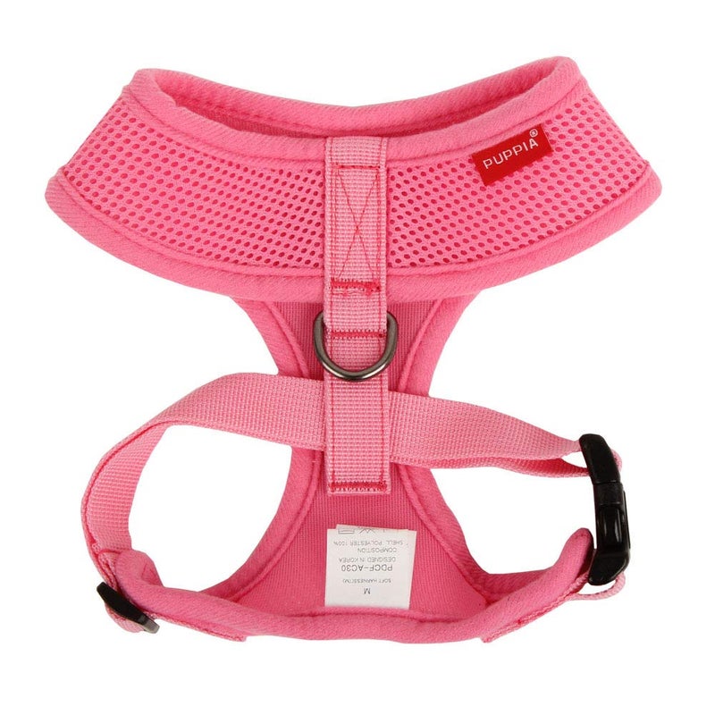 Puppia Soft Dog Harness No Choke Over-The-Head Triple Layered Breathable Mesh Adjustable Chest Belt and Quick-Release Buckle, Pink, Medium - Image 2
