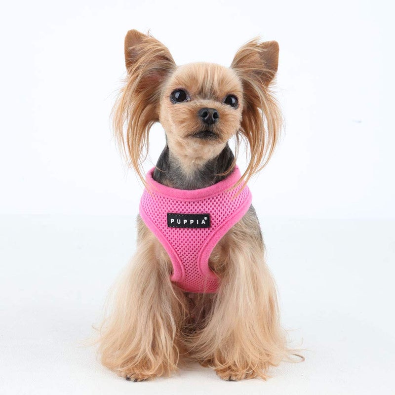 Puppia Soft Dog Harness No Choke Over-The-Head Triple Layered Breathable Mesh Adjustable Chest Belt and Quick-Release Buckle, Pink, Medium - Image 3