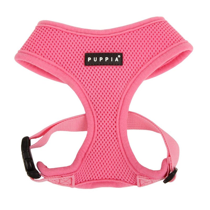 Puppia Soft Dog Harness No Choke Over-The-Head Triple Layered Breathable Mesh Adjustable Chest Belt and Quick-Release Buckle, Pink, Medium - Image 1