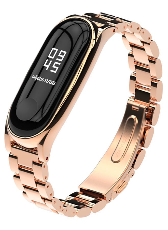 NIBEMINENT Replacement Metal Strap For Xiaomi Mi Band 3 Rose Gold - Image 1