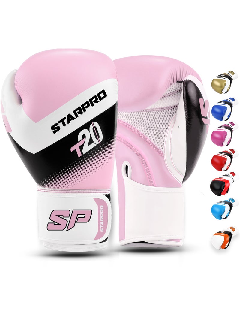 Starpro T20 Boxing Gloves - 8oz 10oz 12oz 14oz 16oz - Vegan Leather Gloves for Training Sparring with Waterproof Lining - Breathable Mesh - Hand Protection  - Image 1