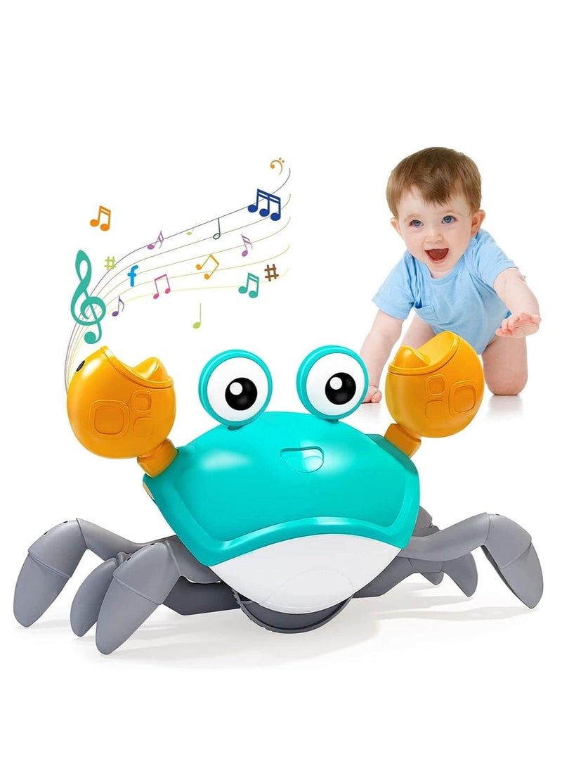 Generic Baby Crawling Crab Toy Interactive Musical Toy with Automatically Avoid Obstacles Fun Moving Toy for Baby Learning and Entertainment(Green)  - Image 1