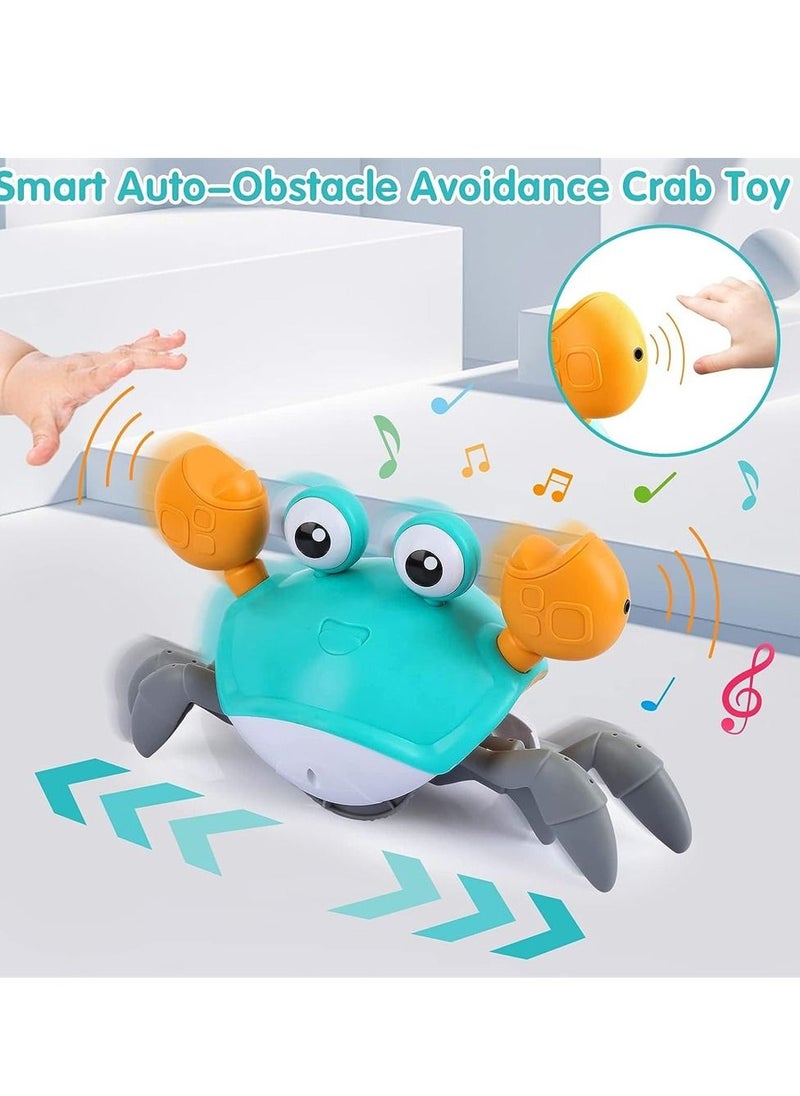Generic Baby Crawling Crab Toy Interactive Musical Toy with Automatically Avoid Obstacles Fun Moving Toy for Baby Learning and Entertainment(Green)  - Image 3