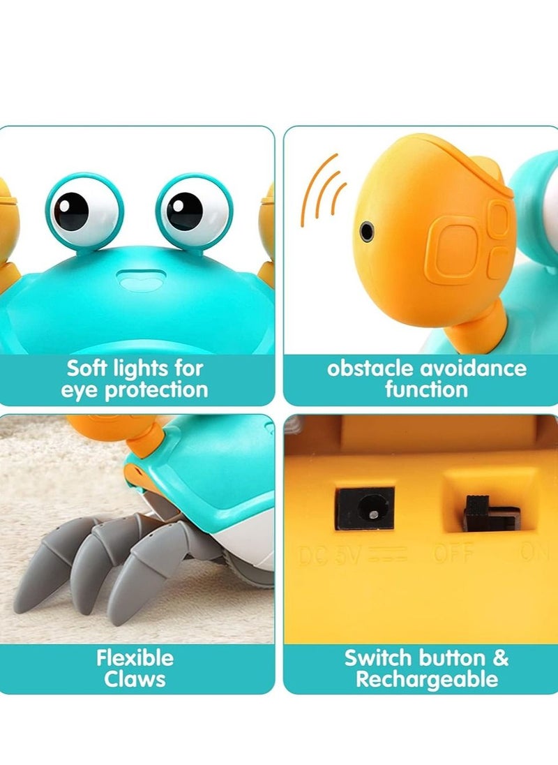 Generic Baby Crawling Crab Toy Interactive Musical Toy with Automatically Avoid Obstacles Fun Moving Toy for Baby Learning and Entertainment(Green)  - Image 4