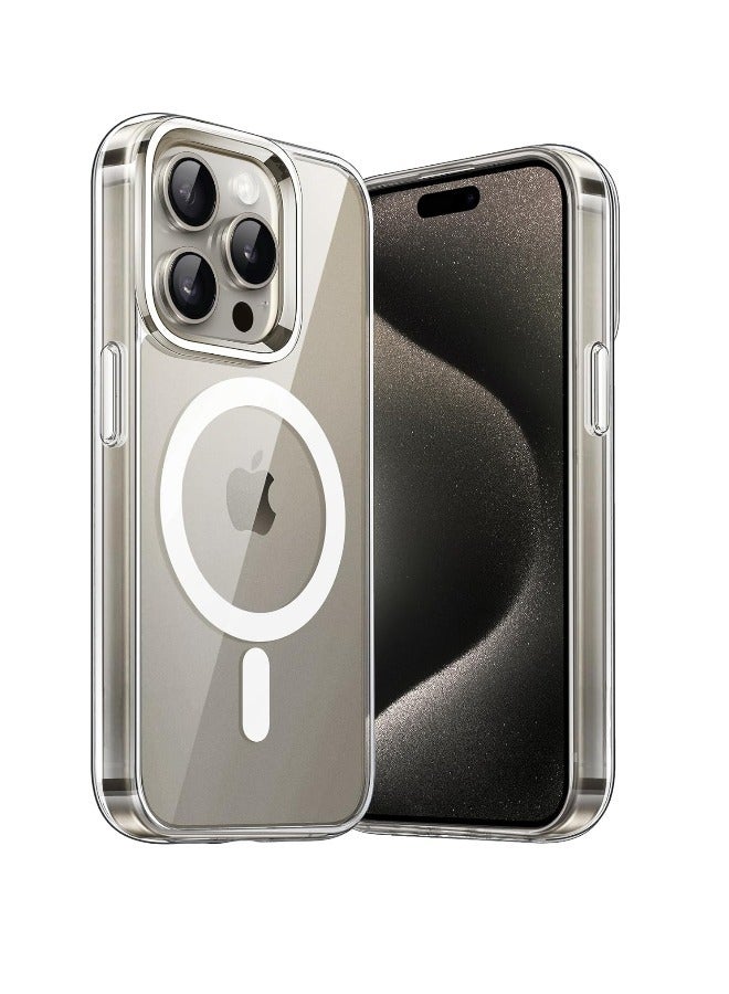 iPhone 15 Pro Magnetic Case, Compatible with MagSafe Wireless Charging, Anti-Scratch Bumper Cover (Clear), TPU - PC - Image 1