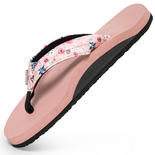 SHAPECRUNCH Women's Arch Support Slippers | Ortho Flipflops with soft MCR footbed - Reduce Pressure on Feet, Joints, and Back (Pink - Floral, UK Footwear Size System, Adult, Women, Numeric, Medium, 8) - Image 1