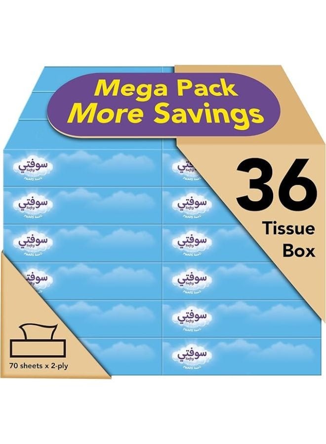 softy Facial Tissue Tissue Boxes 70 Sheets Pack of 36  - Image 1