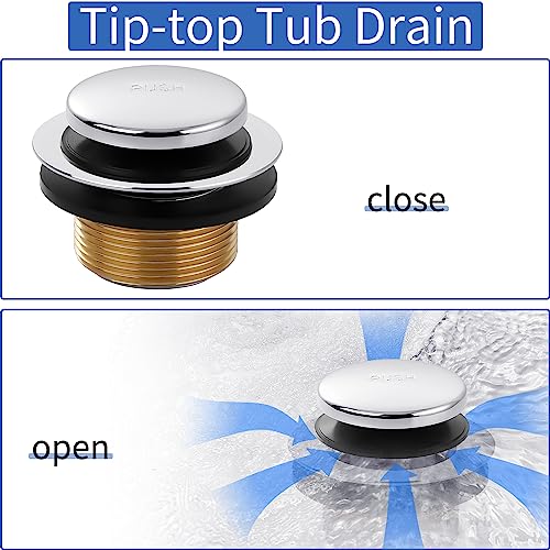 TLOZX Chrome Bathtub Drain Tip-Toe Tub Trim Set with Two-Hole Overflow Faceplate Bathroom Tub Drains Replacement Conversion Tub Drain Kit Assembly with Universal Fine & Coarse Thread - Image 3
