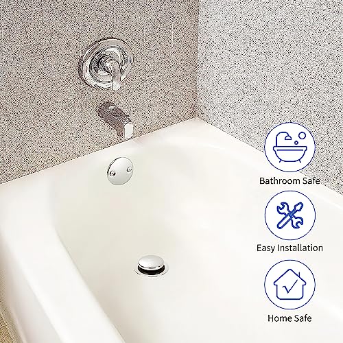TLOZX Chrome Bathtub Drain Tip-Toe Tub Trim Set with Two-Hole Overflow Faceplate Bathroom Tub Drains Replacement Conversion Tub Drain Kit Assembly with Universal Fine & Coarse Thread - Image 5