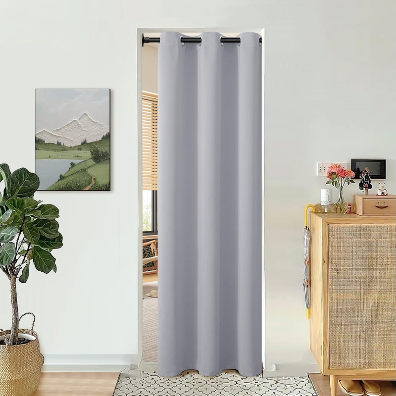 BGment Light Grey Door Curtain 78 Inch Length for Doorway  Bedroom Closet Curtain  Privacy Thermal Insulated Blackout Grommet Room Divider for Room Separation  1 Panel  40 Inch Wide - Image 1